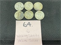 (6) Walking Liberty Half Dollars