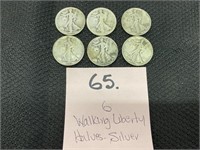 (6) Walking Liberty Half Dollars