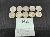 (10) Clad Kennedy Half Dollars