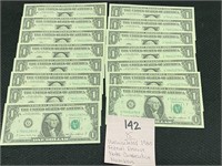 (15) Uncirculated 1985 Federal Reserve Notes