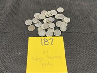 (31) US steel pennies