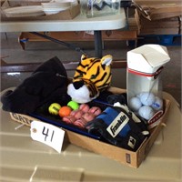 Golf balls, gloves, towels, cover