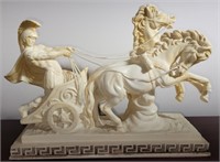 A. Santini heavy Roman horse carriage statue
