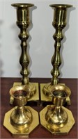 2 sets of brass candle stick holders