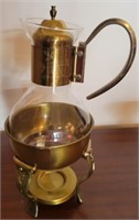 Brass and glass pitcher and stand