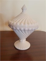 Milk glass footed candy dish