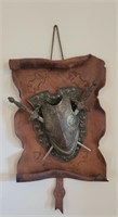 Vintage style shield and swords wall decor