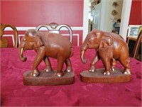 Pair of hand carved wood elephants