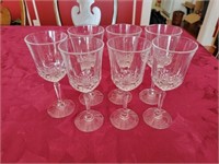 Set of 7 crystal footed glasses