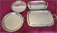 Lot of 4 silver plate trays