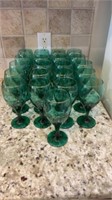 Green Wine Glasses Set of 21