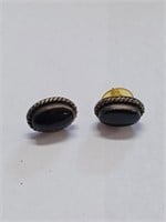 Marked 925 Black Stone Earrings- 8.4g