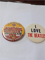 Redskin Button Pin, I Love Beatles Button Pin