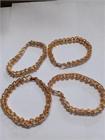 Beautiful Gold Tone Bracelet Lot w/ Clear Stones