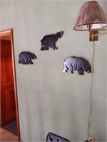 3 wood bears wall art