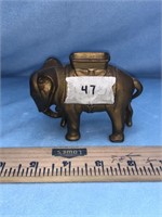 Antique Cast Iron Elephant Brass Piggy Bank