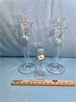 Lot of 3 Glass Candle Holders-Dept 56