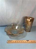 Iridescent Vintage Glass Bowl and Pitcher