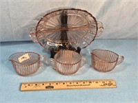 Lot of 4 Pink Depression Glass