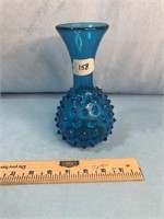 Hobnail Blue Glass Vase
