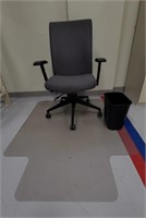 Multi-Adj. Office Chair, Carpet Protector&TrashCan
