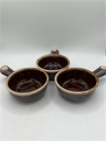 3 Vintage McCoy Pottery Handled French Soup Bowl B