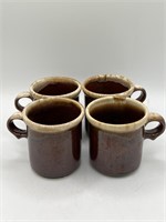 4 Vintage McCoy Brown Drip Coffee Mugs No. 1412
