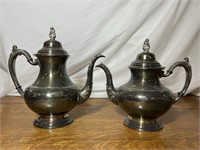 Pair of Oneida Silversmiths Silver Plated Tea Pots