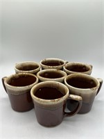 Set of 7 McCoy USA Brown Drip Coffee Mugs