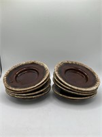 Set of 8 Hull USA Crestone Pottery Saucers