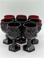 Set of 8 Vintage Avon Cape Cod Red Glass Goblets