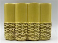 Vintage McCoy Basket Weave Vase Yellow