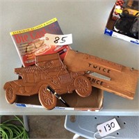 Wooden model “T” Ford and miscellaneous