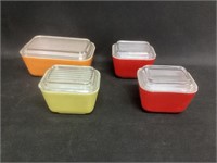 4 Muti Colored Pyrex Refrigerator Dishes