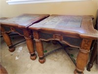 Stone Top End Table, metal brace (2)