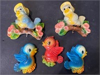 Vintage Chalkware bird wall plaques