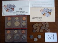 1988 US Mint Coin Set, V & Buffalo Nickels, Etc