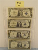 (4) 1957A $1 Silver Certificates, Crisp to Good