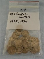 (28) Buffalo Nickels, 1935, 36