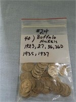(40) Buffalo Nickels - 1923, 27, 35, 36, 36D, 37