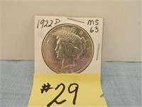 1922D MS63 Peace Silver Dollar