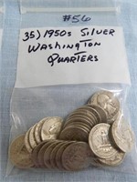 (35) 1950's Silver Washington Quarters