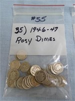 (35) Rosy Silver Dimes, 1946-1947