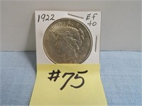 1922 Ef-40 Peace Silver Dollar