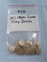(50) 1960's Silver Rosy Dimes