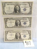 (3) 1957 Ser. $1 Silver Certificates, Star Notes,