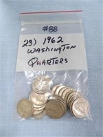 (23) 1962 Silver Washington Quarters