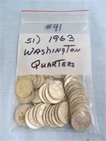 (51) 1963 Silver Washington Quarters