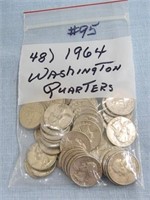 (48) 1964 Silver Washington Quarters