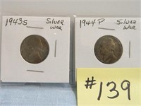 1943s, 1944p Silver War Nickels